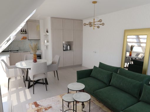 Apartement trois pièces avec chanfreins